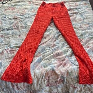 Bershka Orange Flare Knit Pants